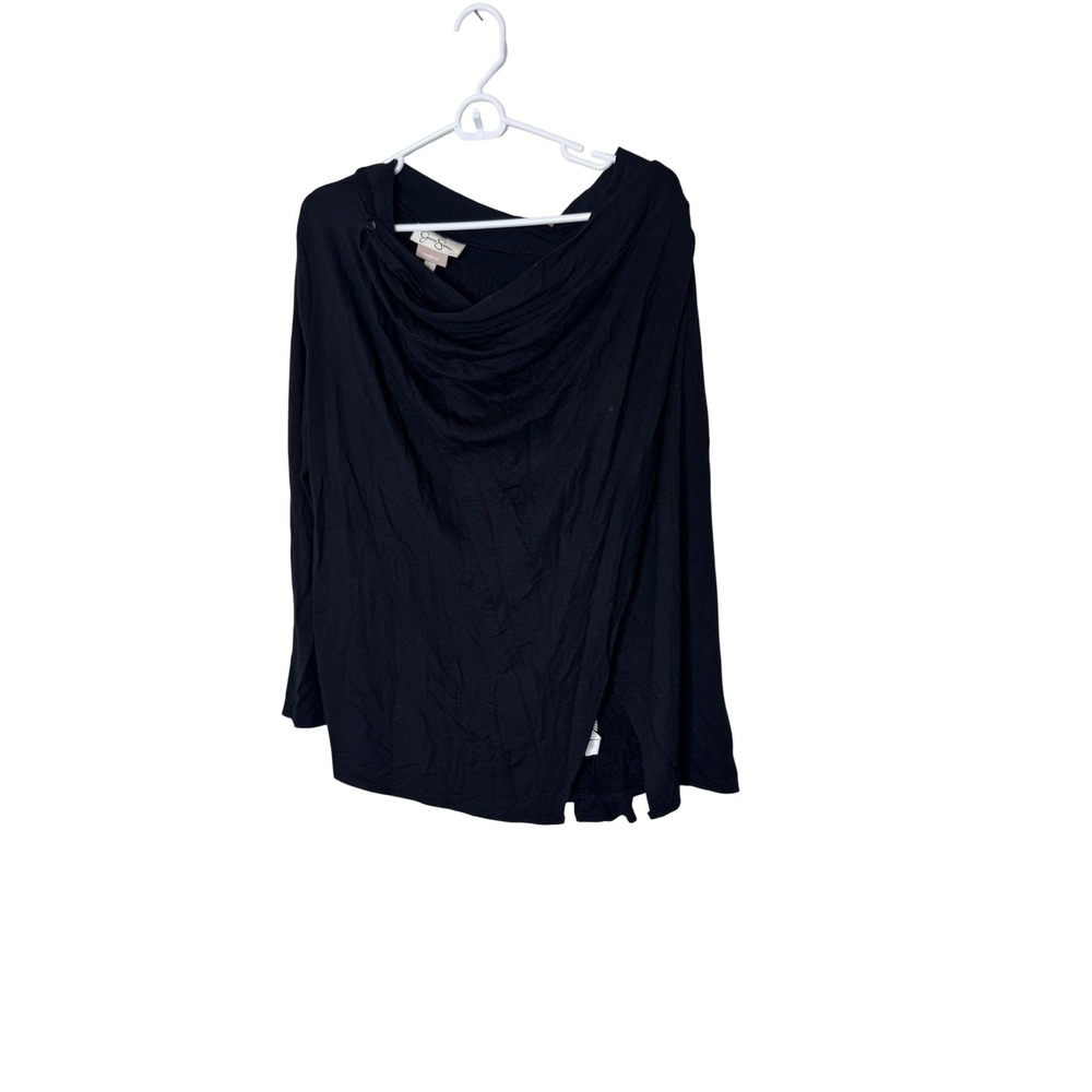 Jessica Simpson Blouse Womens Small Black Maternity Nursing Cowl Long Sleeve Top